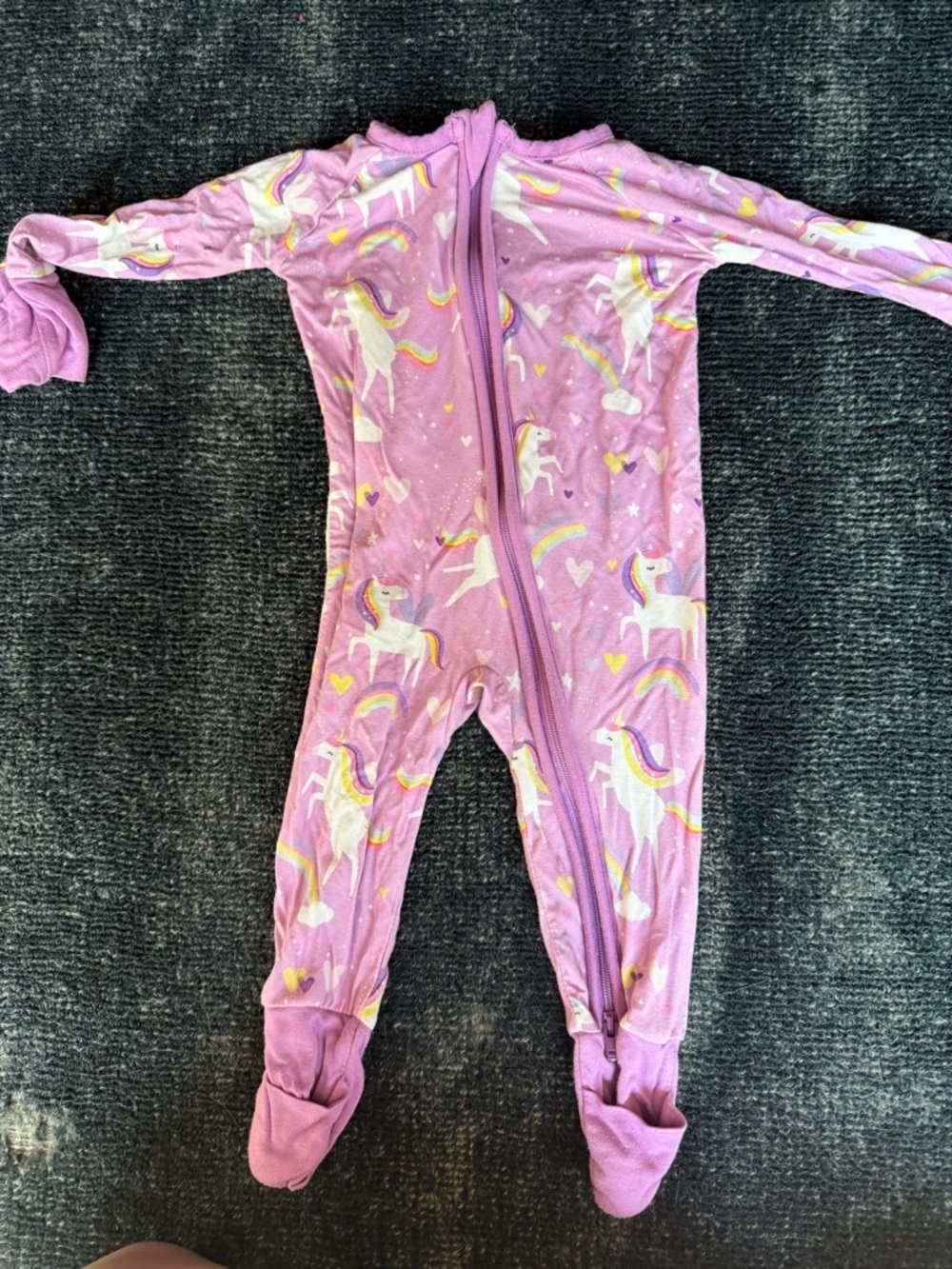 Little Sleepies Pink Unicorn Footed Zip Pajama